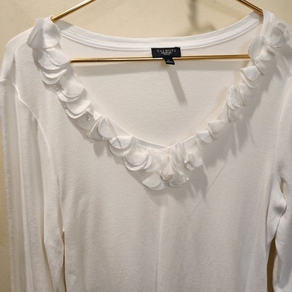 TALBOTS White quater Sleeves cotton pullover top size L - Picture 4 of 10